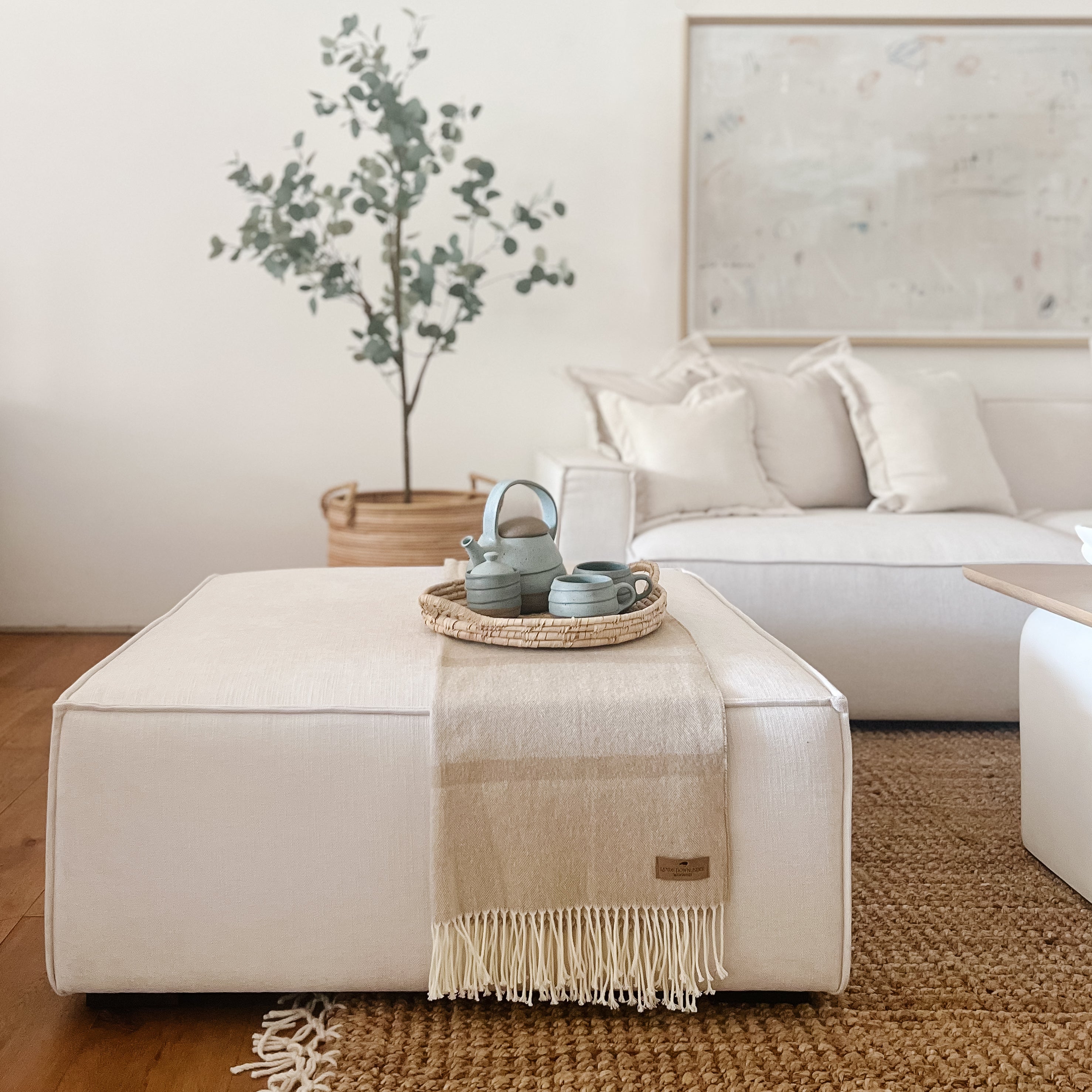 Throw Border Herringbone, Arena | Kokoa Home