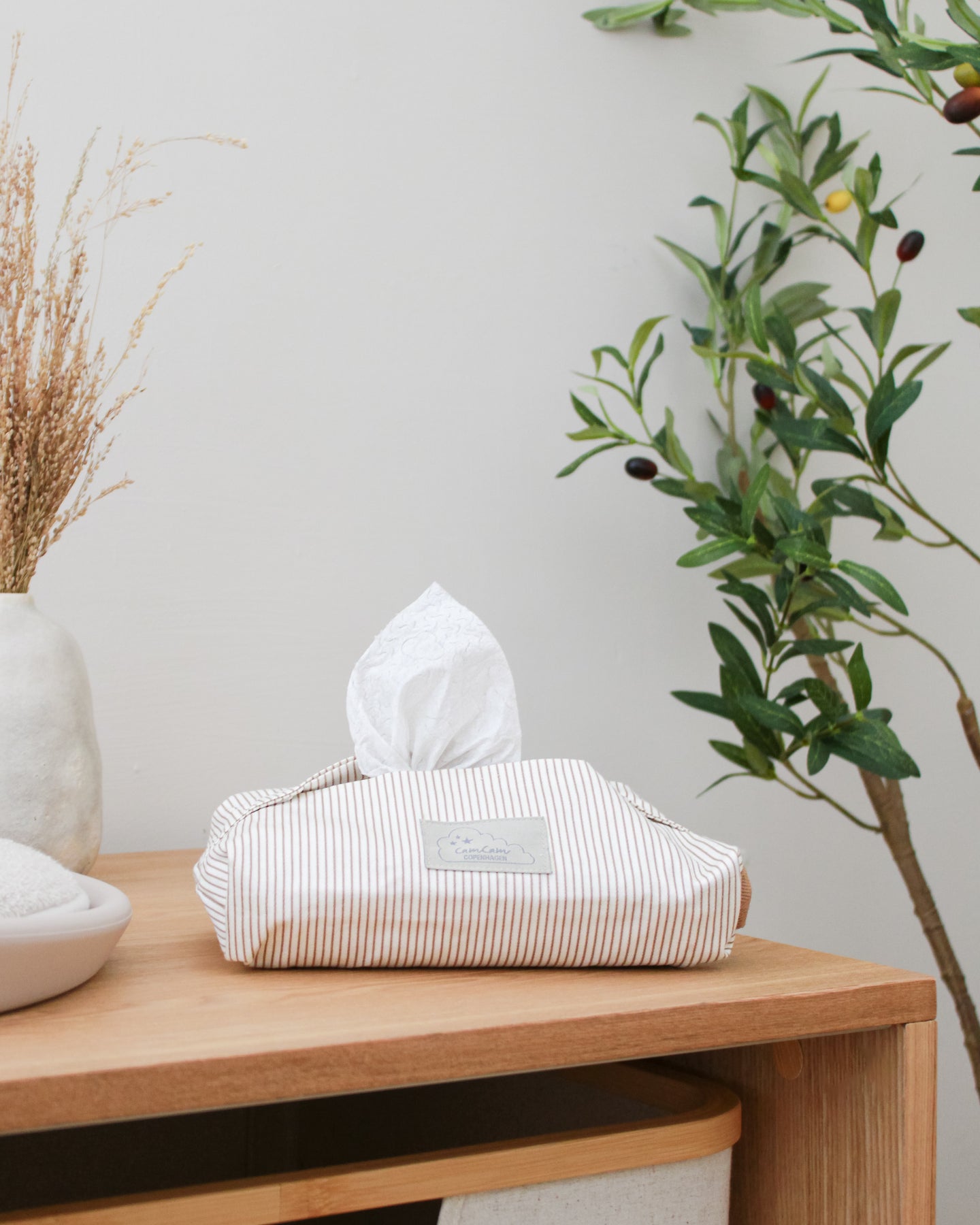 Estuche para Toallitas Húmedas, Rayas Camel - Kokoa Home